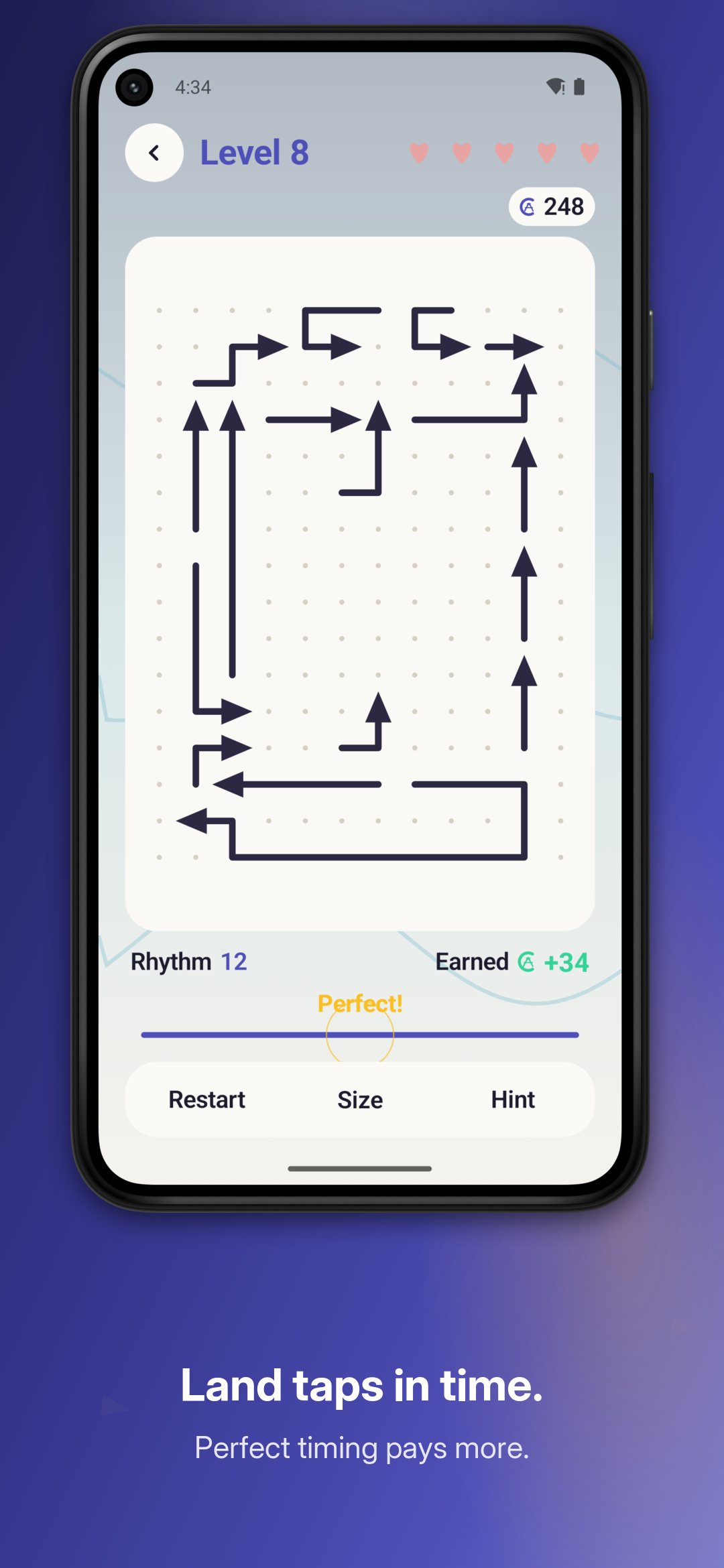 Arrows Rhythm mid-game screenshot on Android