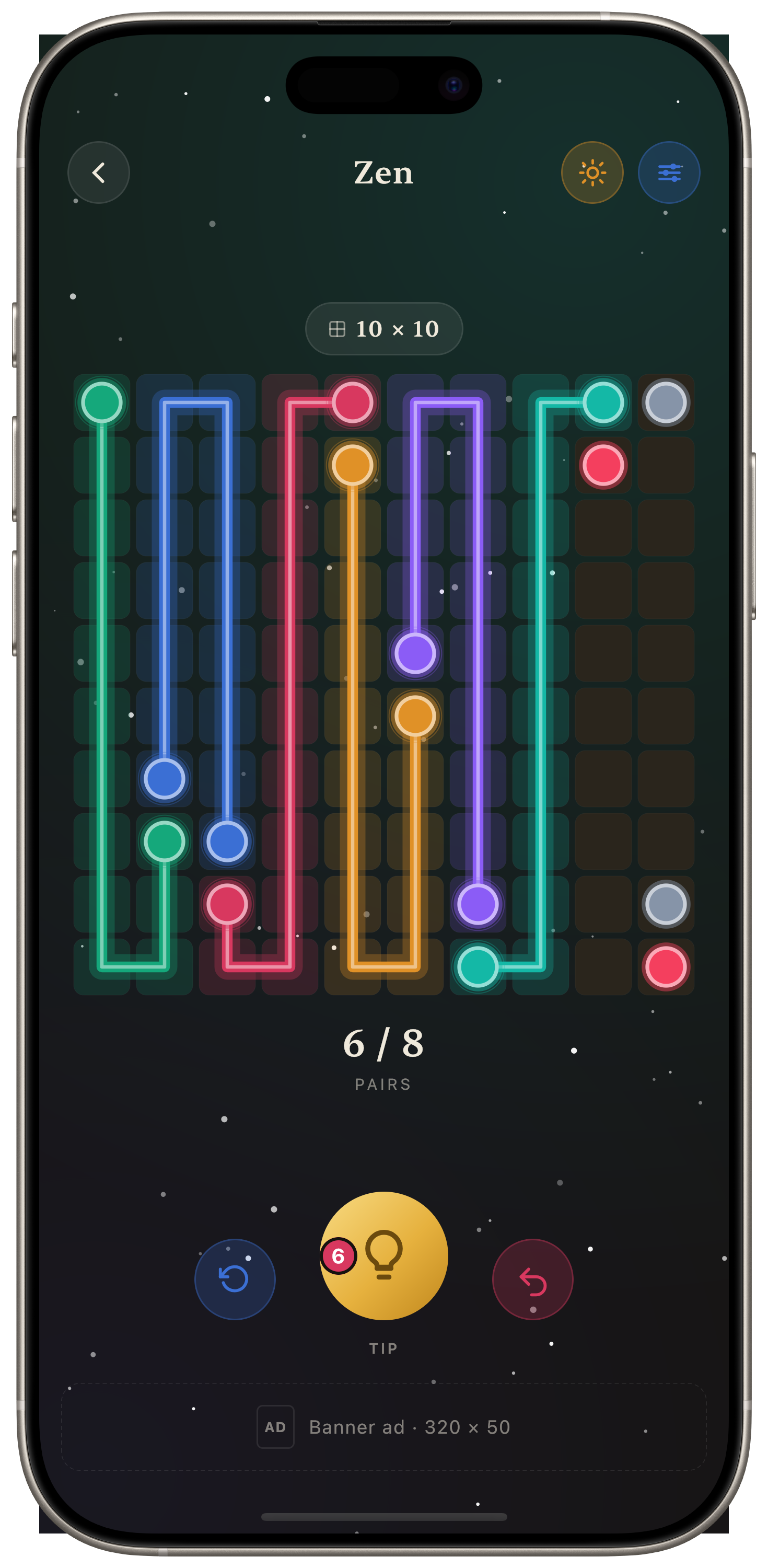A Zen-mode puzzle generated on-device for relaxed, open-ended play.