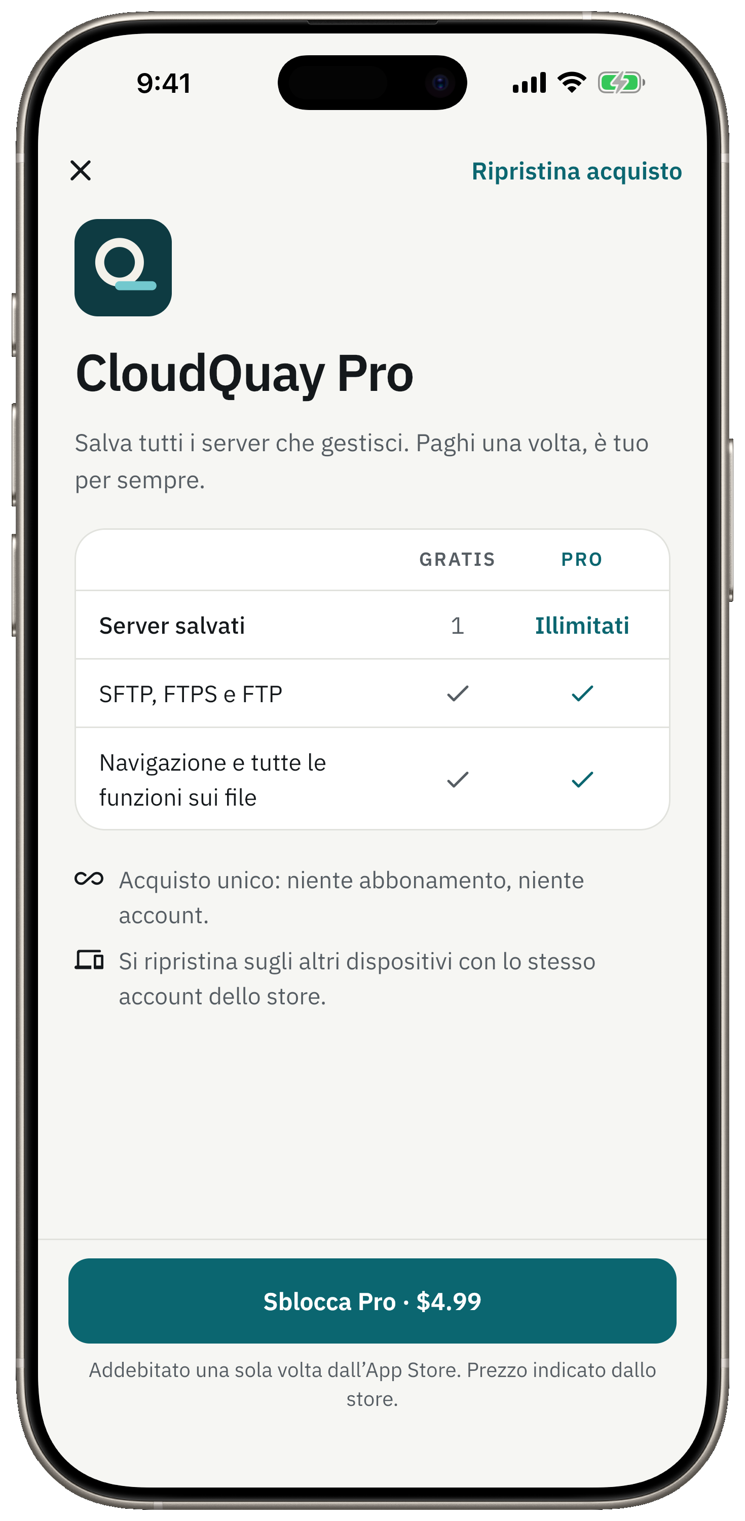 Il primo server è gratis. Un solo acquisto sblocca il resto.
