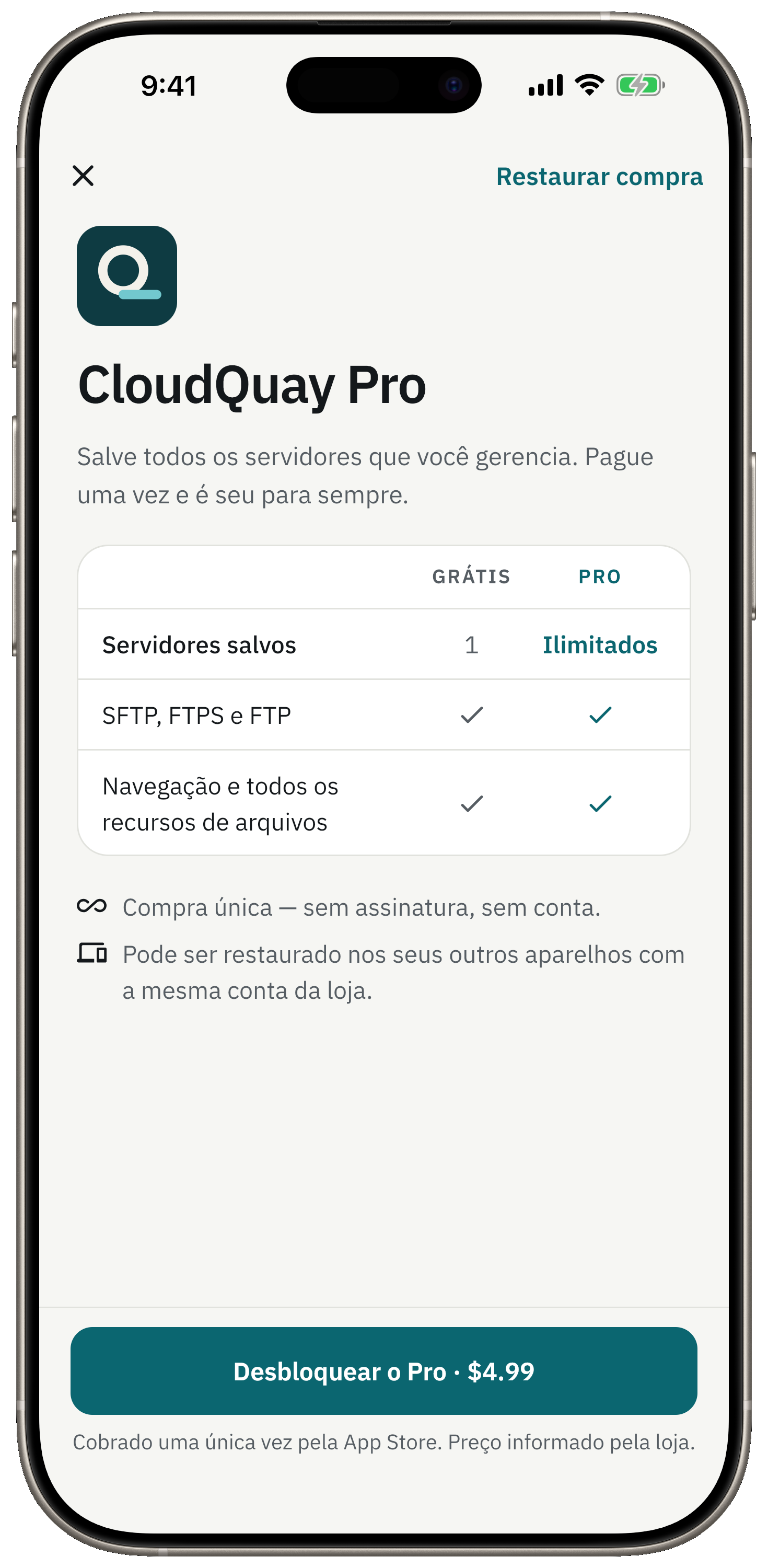 O primeiro servidor é grátis. Uma compra libera o resto.