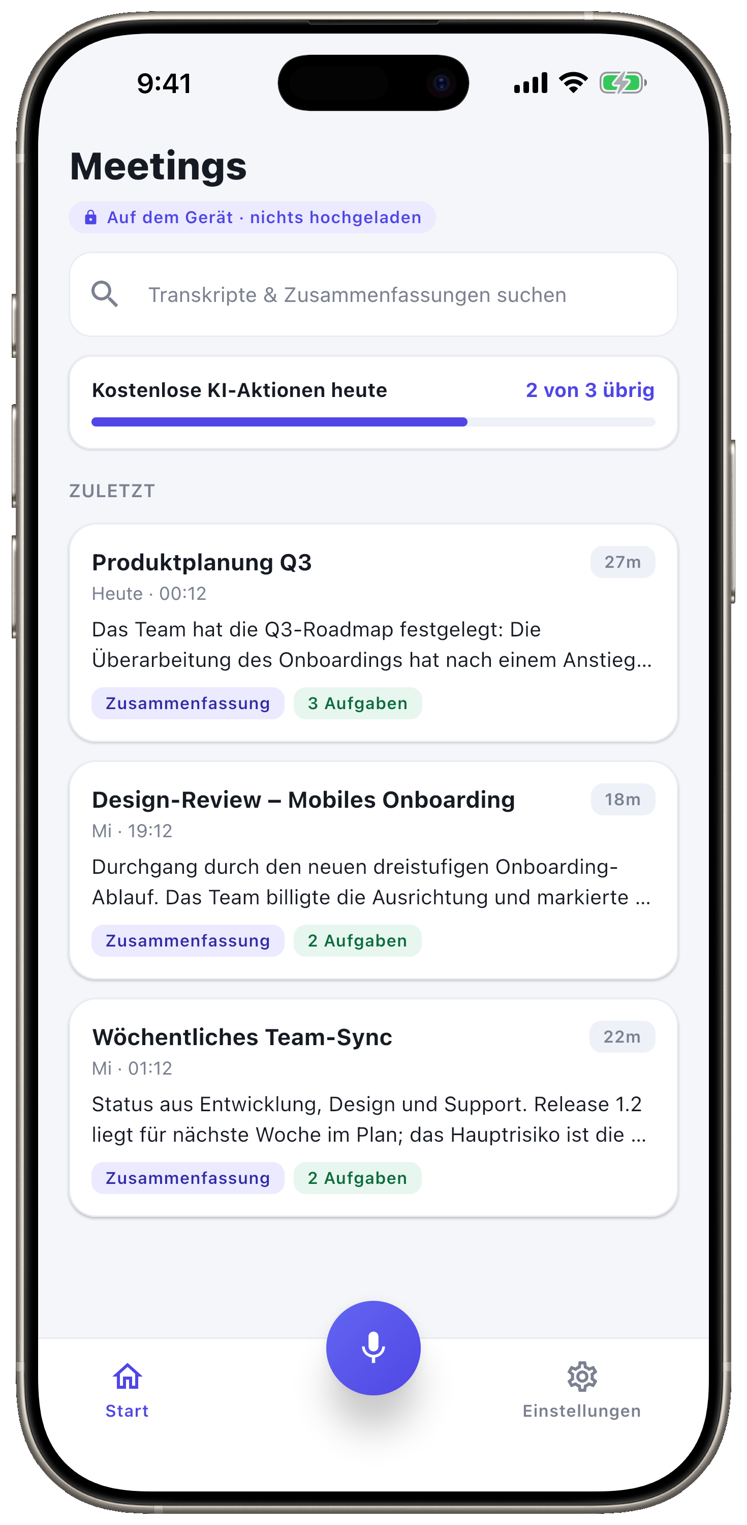 Jedes Meeting, direkt auf dem Gerät.