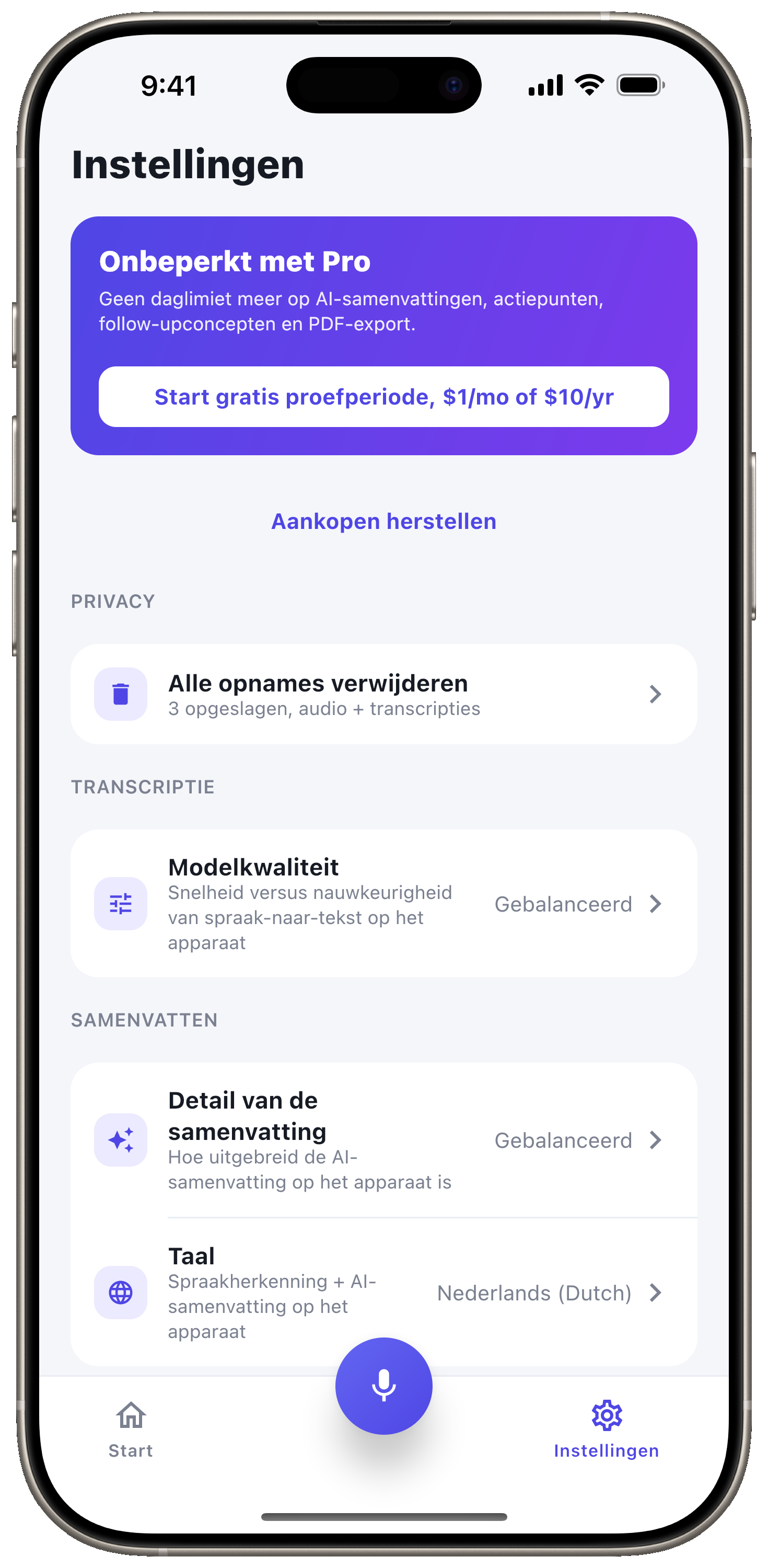 11 talen, 100% op je apparaat.