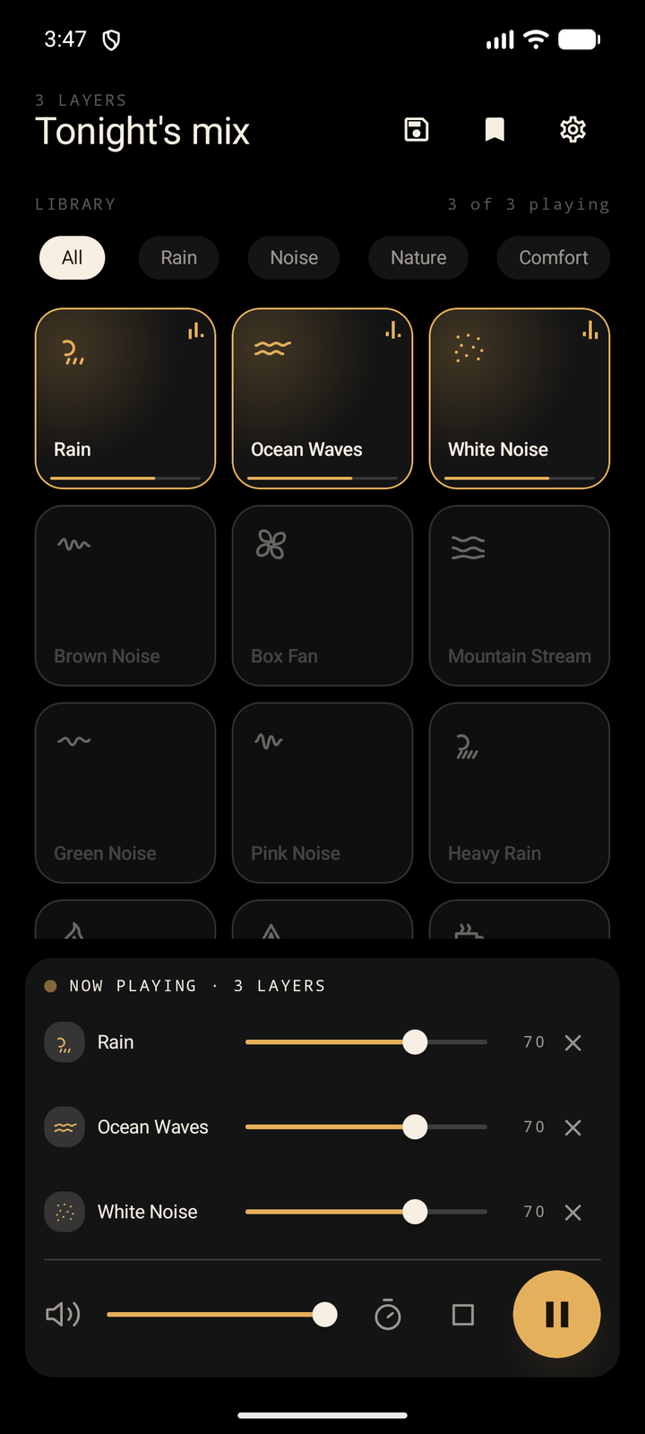 Layer up to three sounds