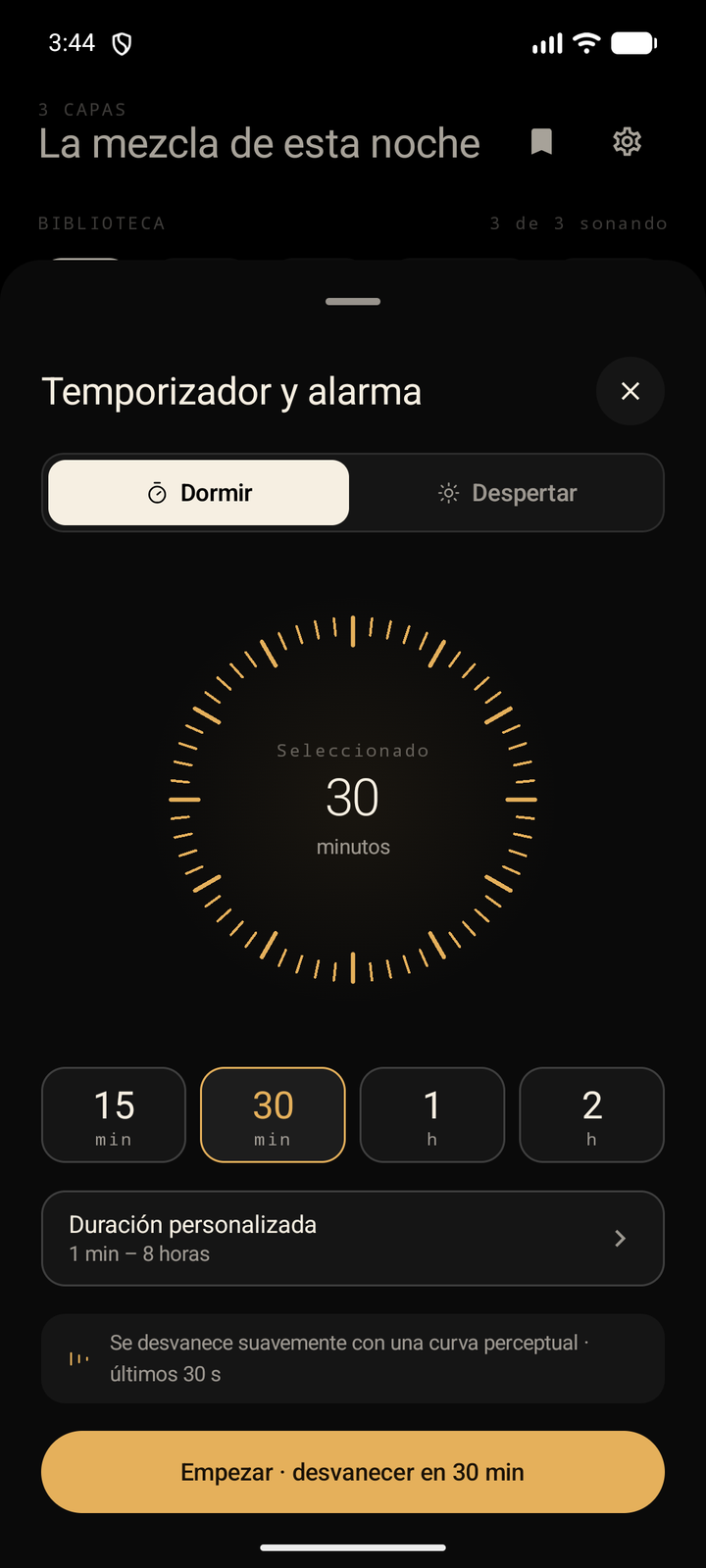 Temporizador con desvanecimiento