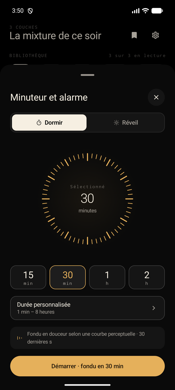 Minuteur en fondu
