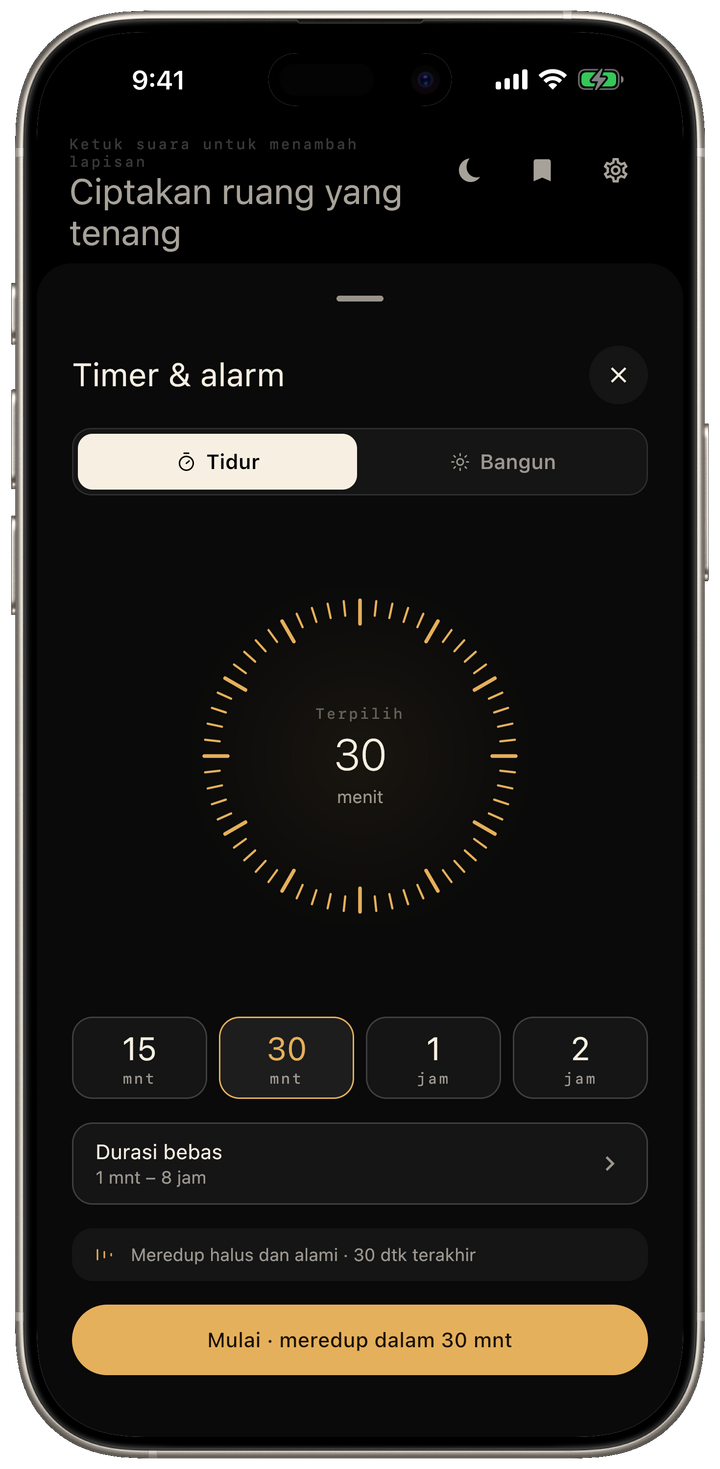 Timer tidur dengan redup bertahap
