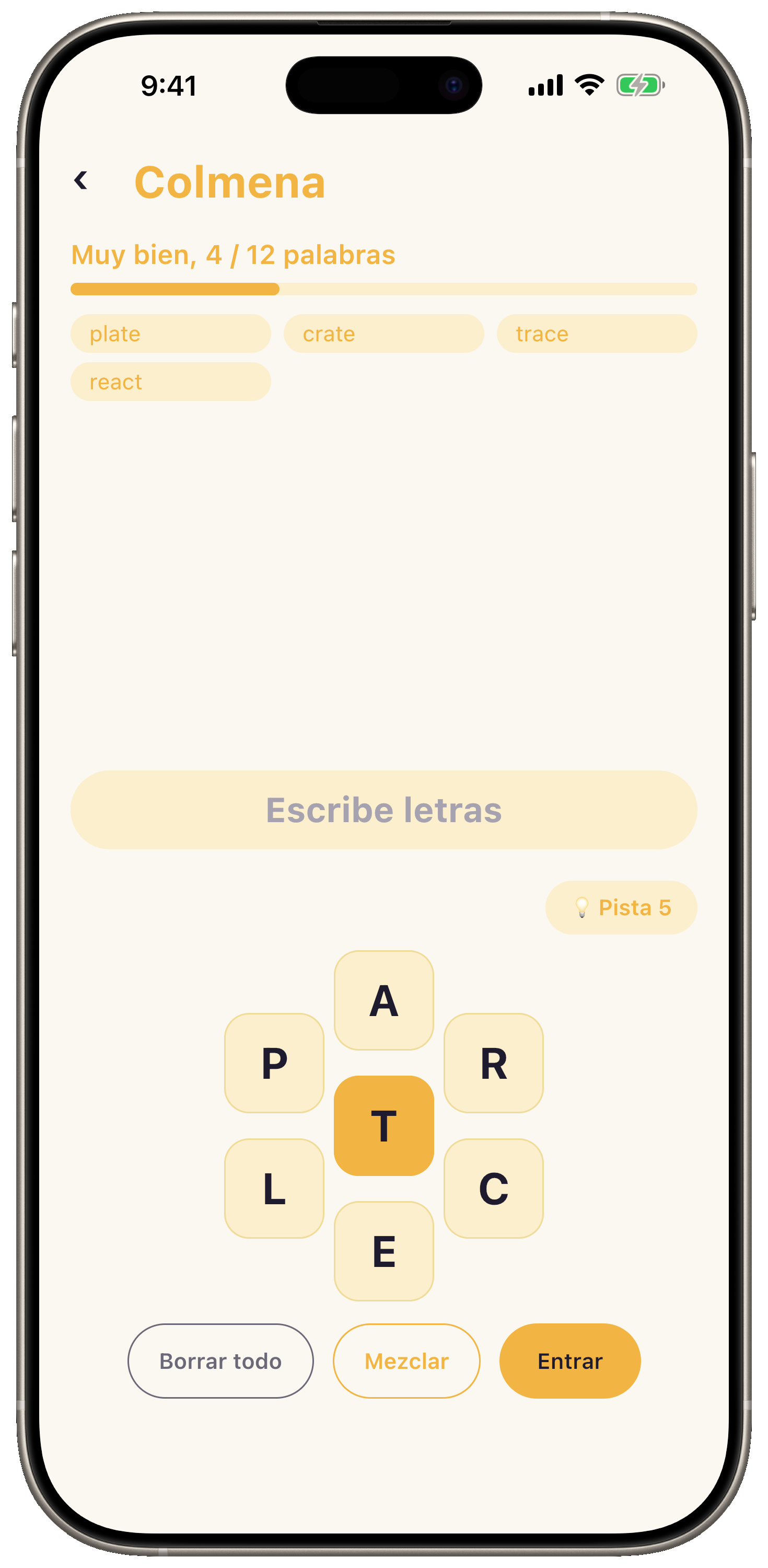 Colmena — Captura de pantalla de Words Attraction